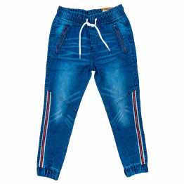 "Denim Joggers for Boys'  Pocket Zipper Navy Blue"